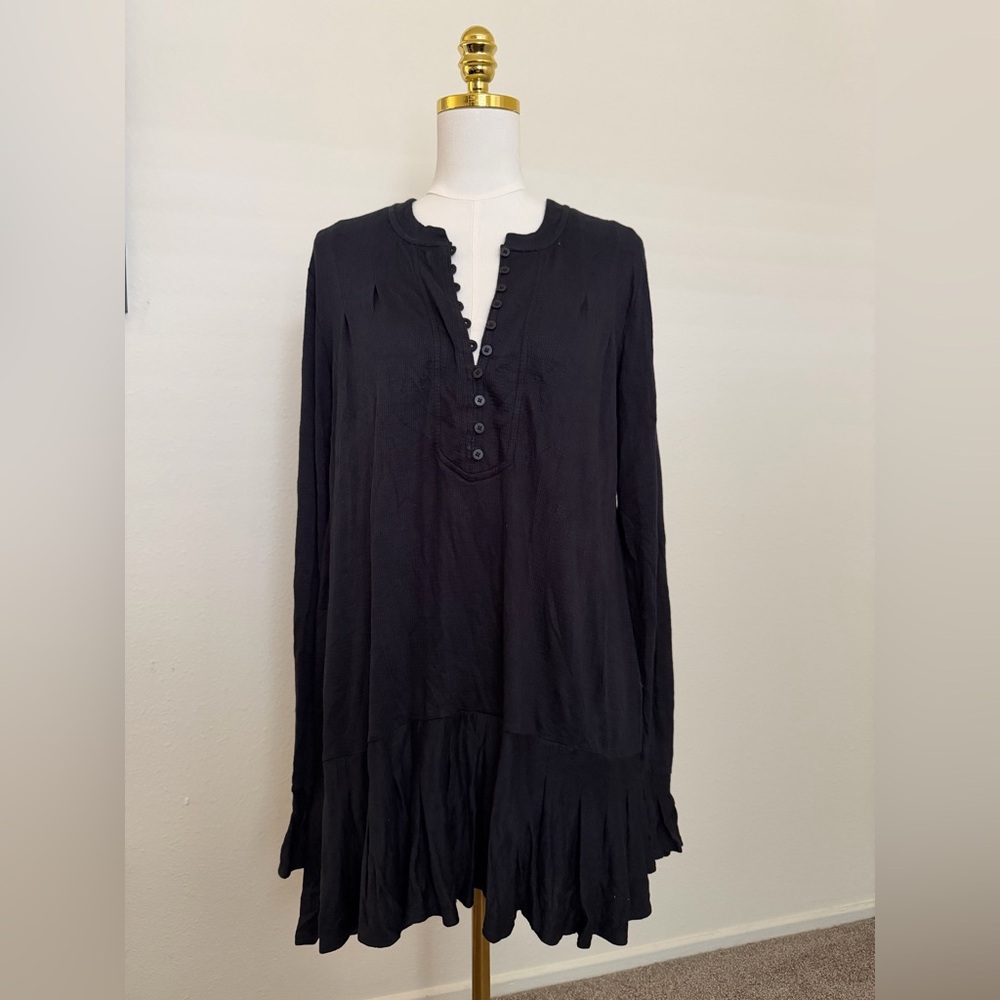 Free People Black Textured Top